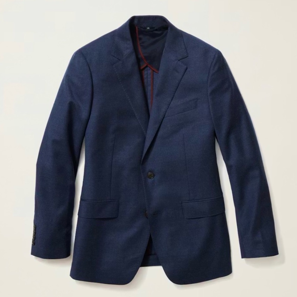 Bonobos Italian Stretch Wool Flannel Suit Jacket, Heather Navy, 38R Slim